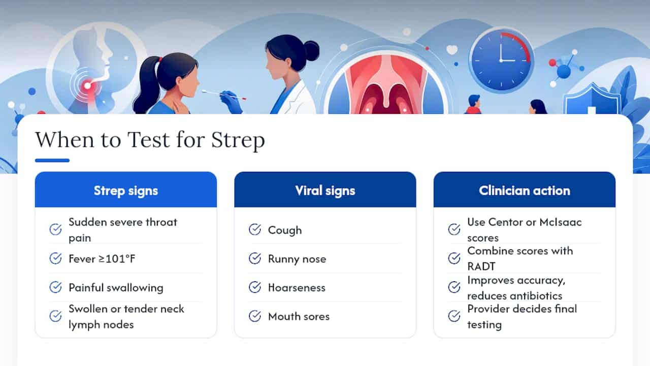 When you or your child should get tested for strep — overview diagram