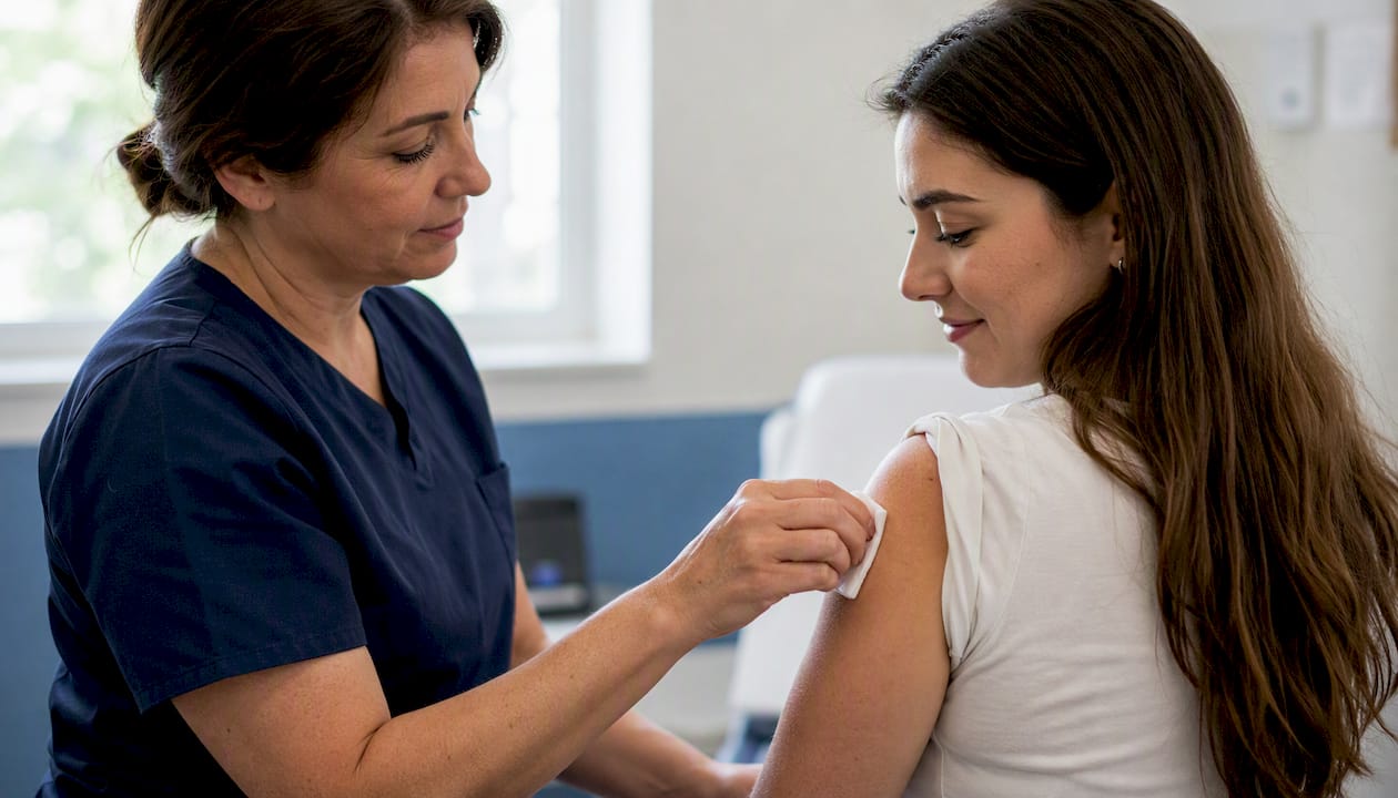 Cold compress on vaccine injection site