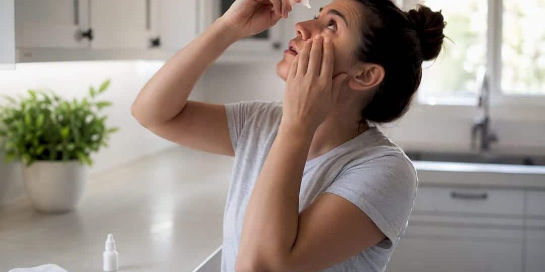 1787094516027_Hands-applying-eye-drops-in-bathroom Hands applying eye drops in bathroom