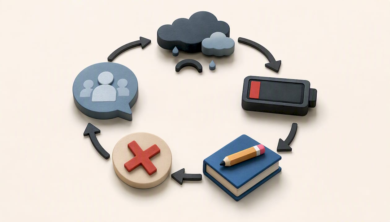 Cycle linking depression, grades, and friendships