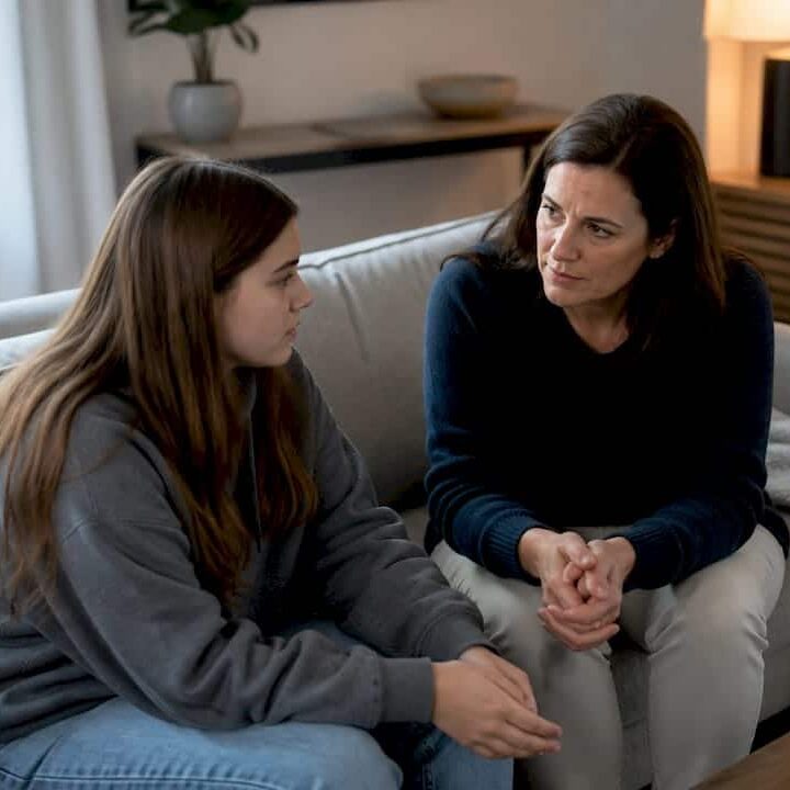 Parent listening to teen at home