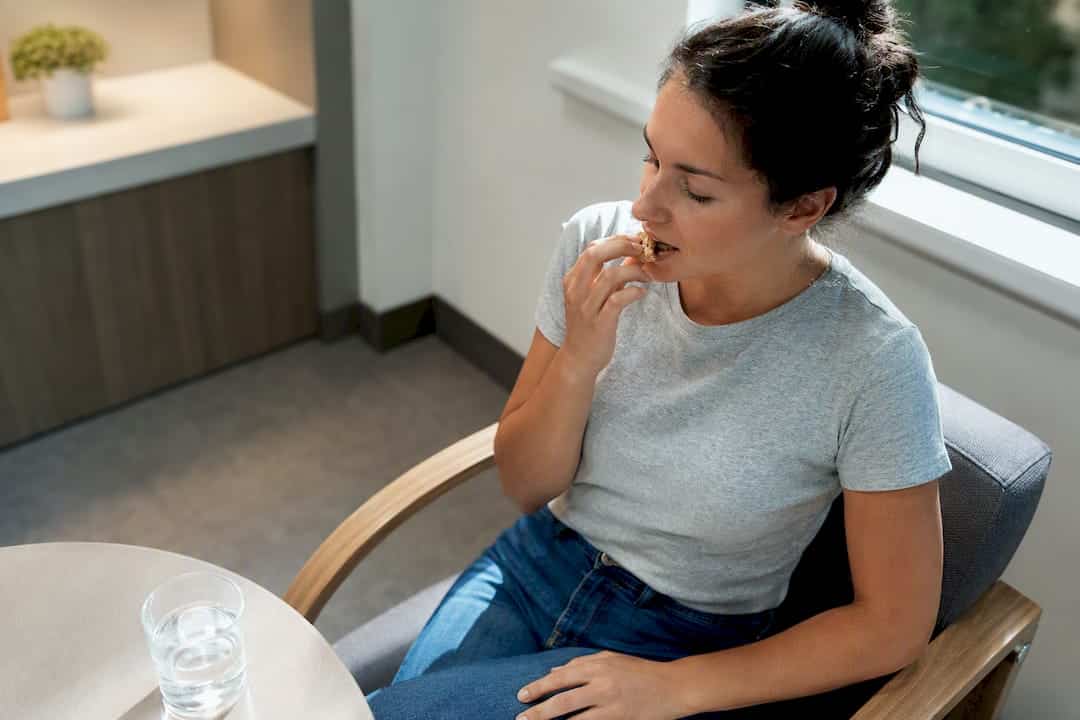 Patient eating snack after blood draw