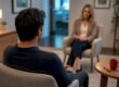 Adult beginning a first therapy session
