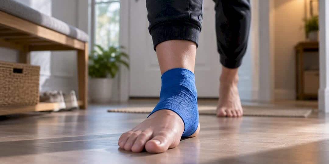 1789806895197_Person-testing-weight-on-injured-ankle Person testing weight on injured ankle