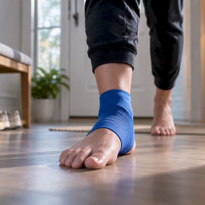 Person testing weight on injured ankle