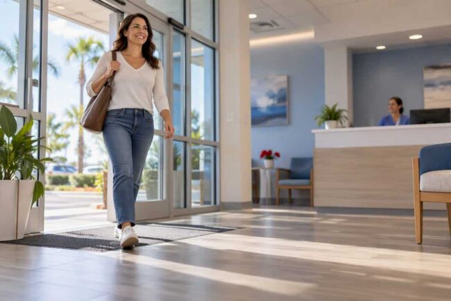 Patient entering an affordable primary care clinic