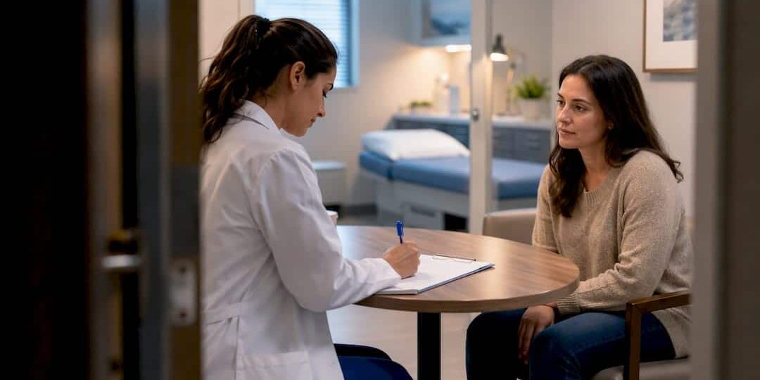 1790346975676_Clinician-completing-urgent-care-visit-documentation Clinician completing urgent care visit documentation