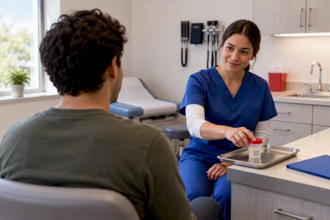 Private clinic STI screening consultation