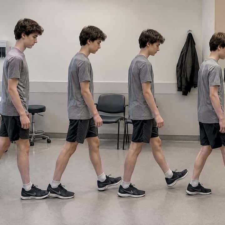 Teen completing a concussion balance assessment