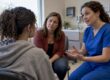 Teen and mother discussing therapy privacy