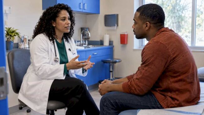 Provider discusses HIV test timing with patient