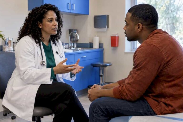 Provider discusses HIV test timing with patient